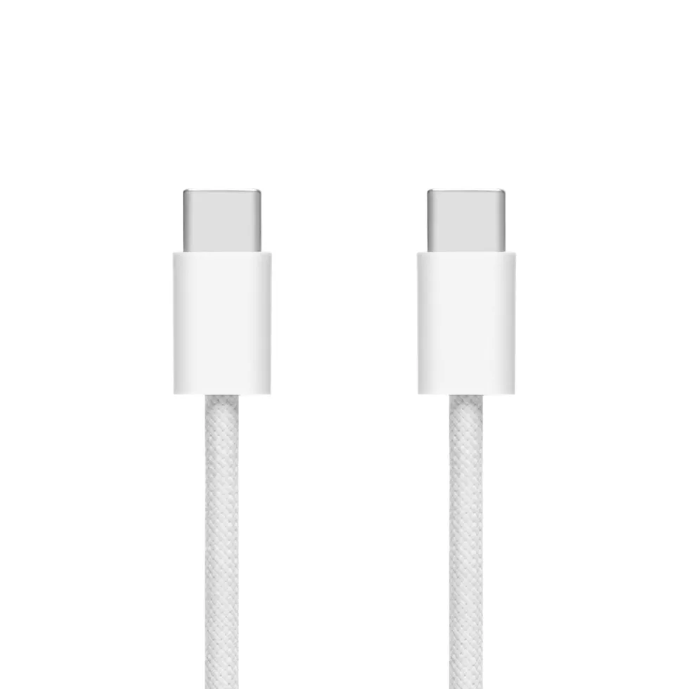Linocell Flätad USB-C- till USB-C-kabel 240 W Vit 2m