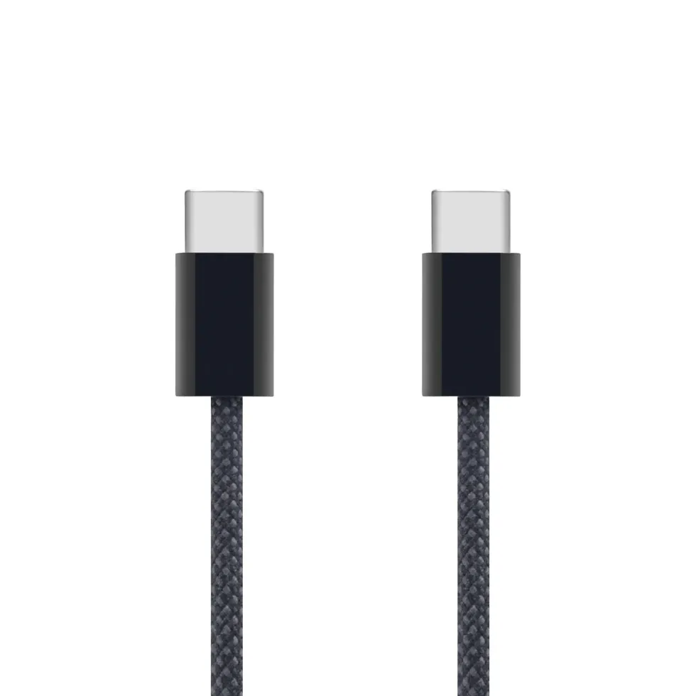 Linocell Flätad USB-C- till USB-C-kabel 60W Svart 2 m