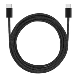 Linocell Flätad USB-C- till USB-C-kabel 60W Svart 2 m