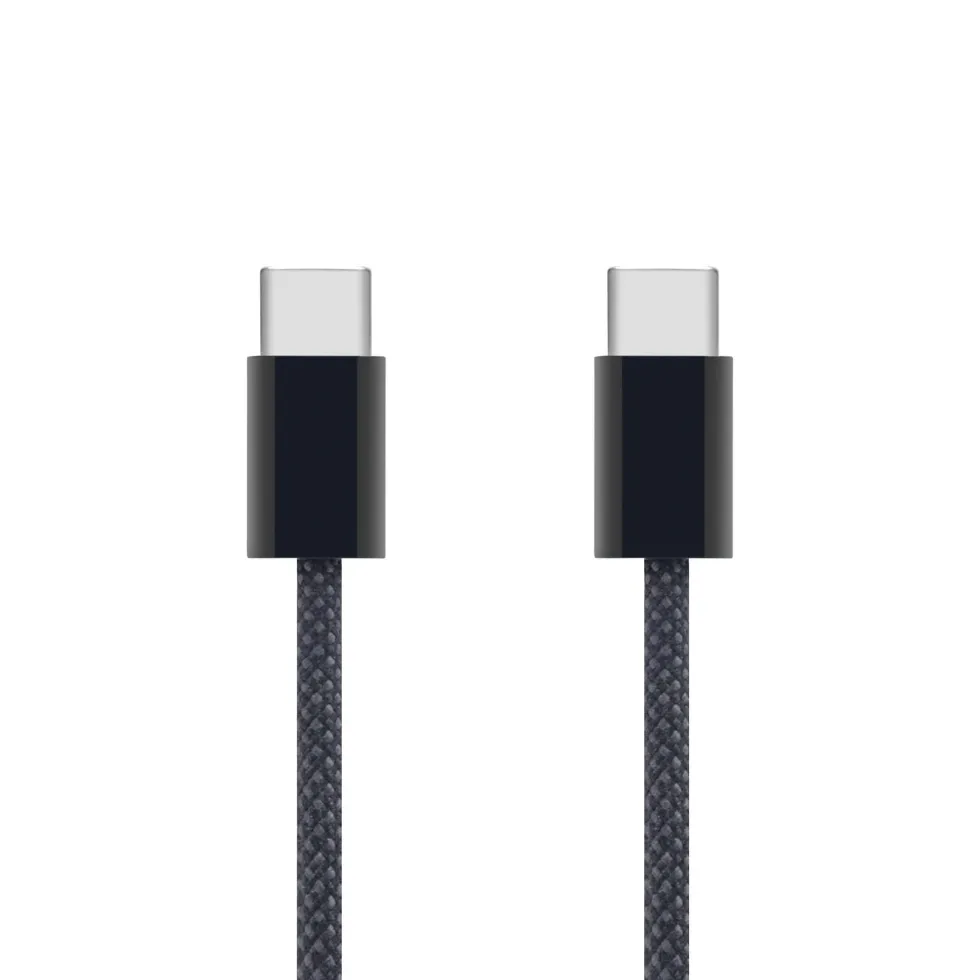 Linocell Flätad USB-C- till USB-C-kabel 60W Svart 2 m