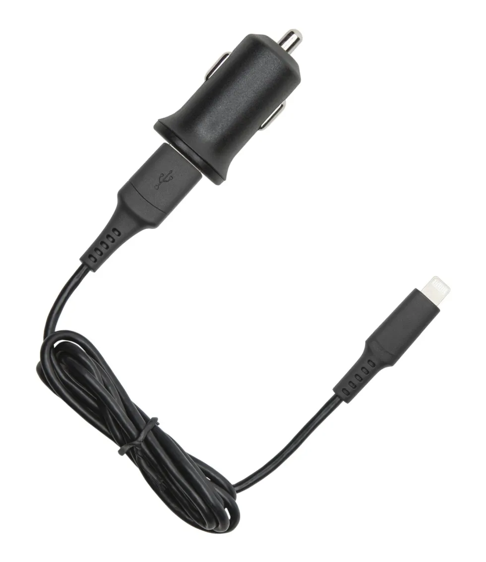 Linocell iPad- och iPhone-billaddare Lightning-kabel Svart