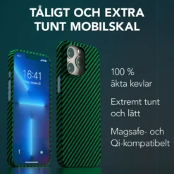 Linocell Premium Kevlar Tåligt skal för iPhone 13 Pro Grön