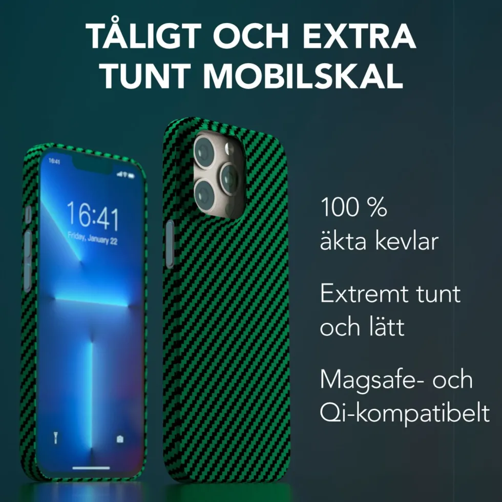 Linocell Premium Kevlar Tåligt skal för iPhone 13 Pro Grön