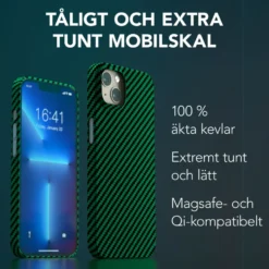 Linocell Premium Kevlar Tåligt skal för iPhone 13 Grön