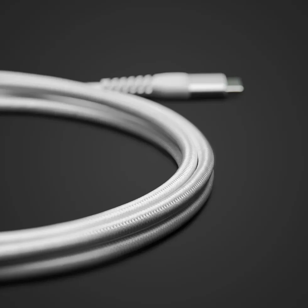 Linocell Premium Kevlar USB-C 3.2-kabel Vit 2 m