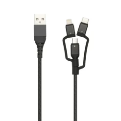 Linocell Premium USB-A till Micro-USB, Lightning och USB-C adapter Svart