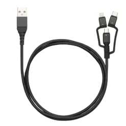 Linocell Premium USB-A till Micro-USB, Lightning och USB-C adapter Svart