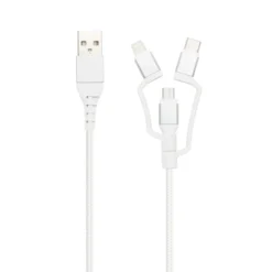 Linocell Premium USB-A till Micro-USB, Lightning och USB-C adapter Vit