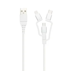Linocell Premium USB-A till Micro-USB, Lightning och USB-C adapter Vit