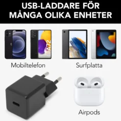 Linocell USB-C-laddare med PD 20 W Svart