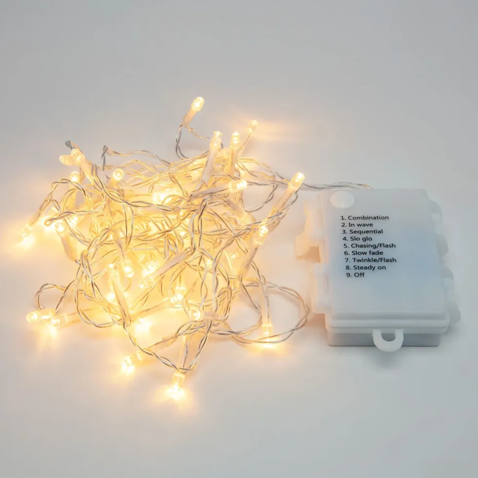 Ljusslinga 48 LED 3,5 m, batteridriven (klar)