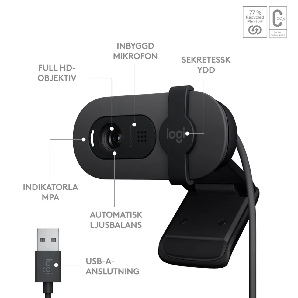 Logitech Brio 100 webbkamera USB-A