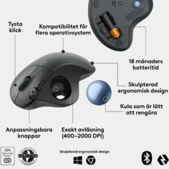 Logitech Ergo M575S Trådlös mus med styrkula