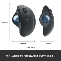 Logitech Ergo M575 Trådlös datormus Svart