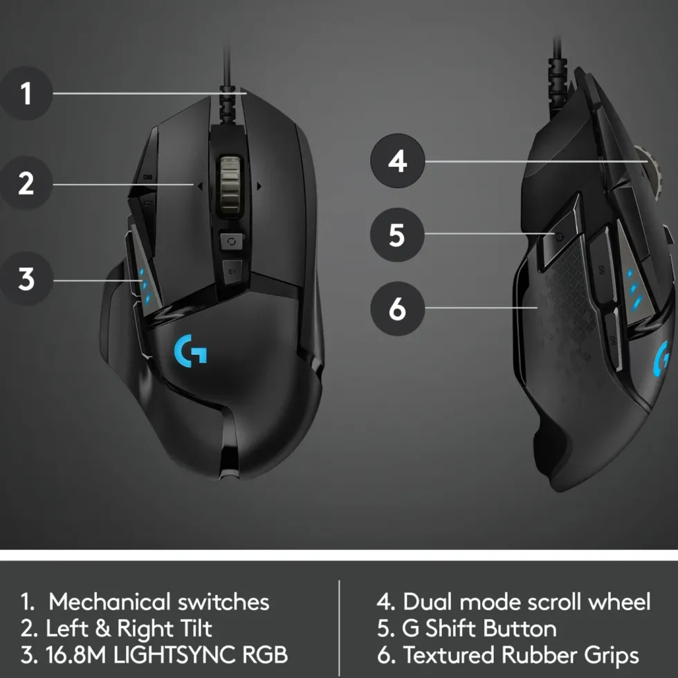Logitech G 502 Hero Gaming-mus för proffs