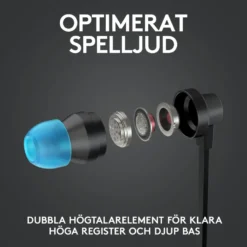 Logitech G 333 In-ear gaminghörlurar Svart
