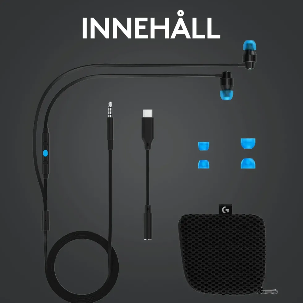 Logitech G 333 In-ear gaminghörlurar Svart