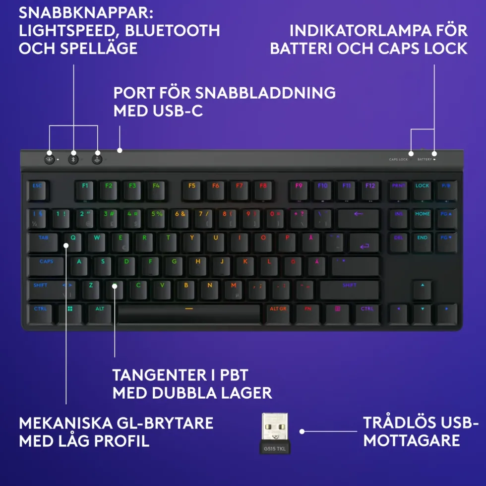 Logitech G515 Lightspeed TKL Linear Black