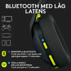 Logitech G 435 Lightspeed Trådlöst gaming-headset Svart & Neongul