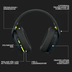 Logitech G 435 Lightspeed Trådlöst gaming-headset Svart & Neongul
