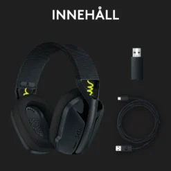 Logitech G 435 Lightspeed Trådlöst gaming-headset Svart & Neongul