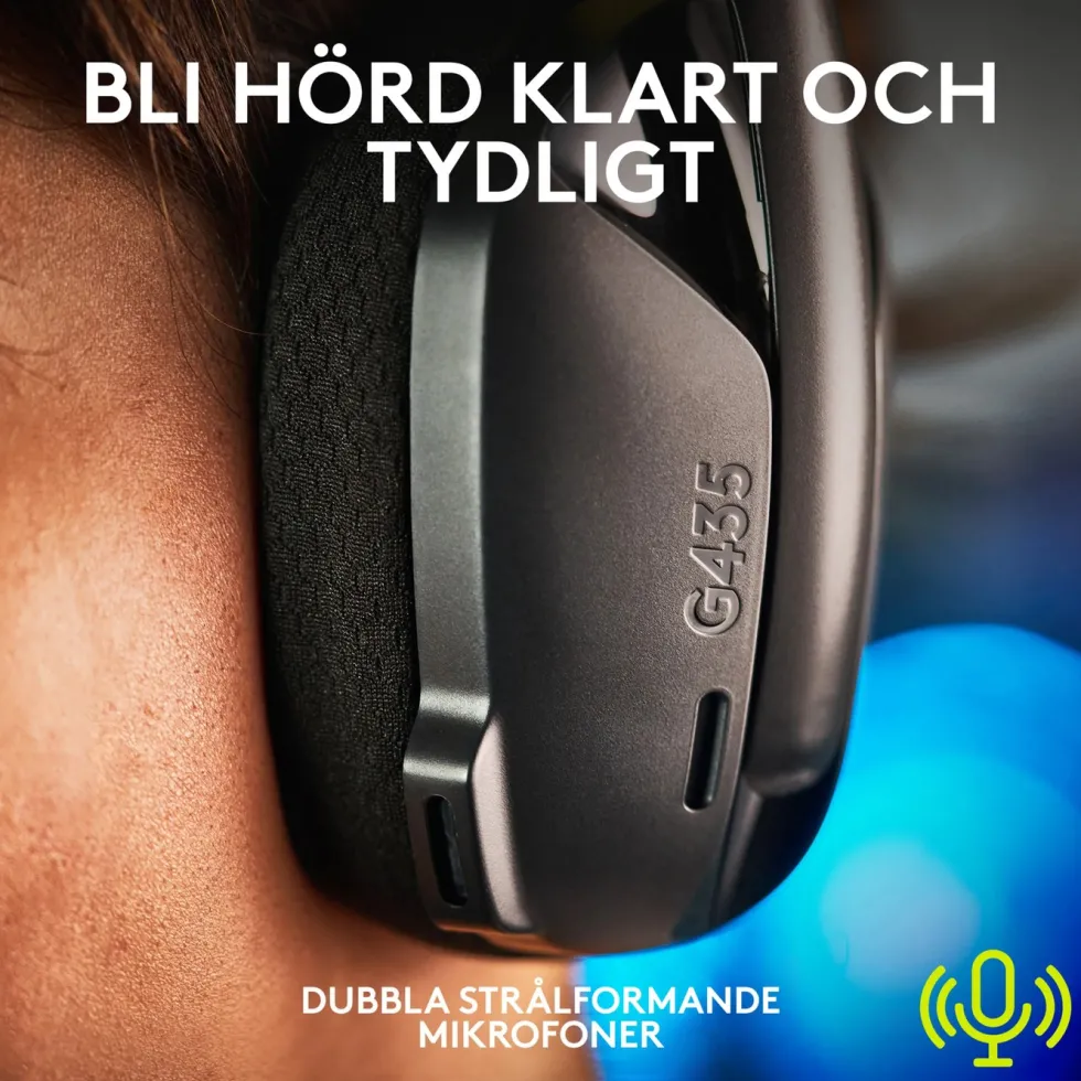 Logitech G 435 Lightspeed Trådlöst gaming-headset Svart & Neongul