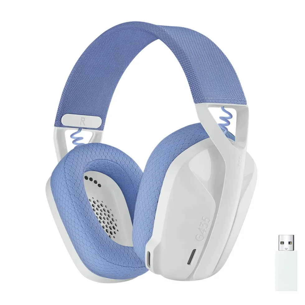 Logitech G 435 Lightspeed Trådlöst gaming-headset Off-white & Lila