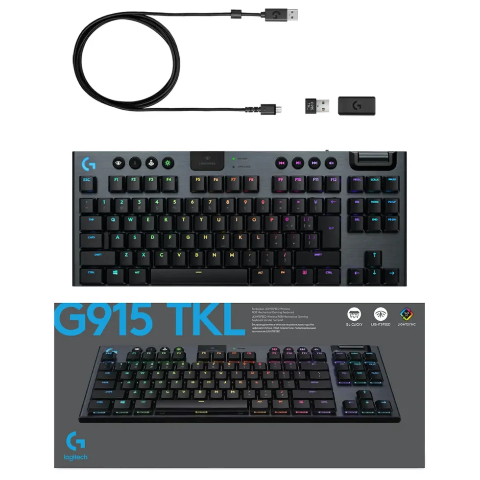 Logitech G 915 TKL Mekaniskt tangentbord GL Clicky Svart
