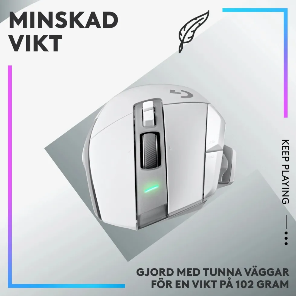 Logitech G 502 X Lightspeed Trådlös gamingmus Vit