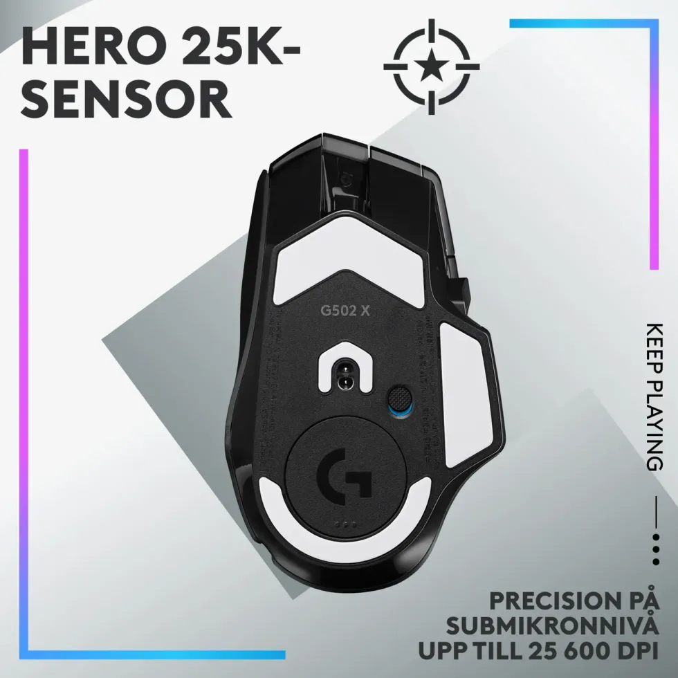 Logitech G 502 X Plus Trådlös gamingmus Svart