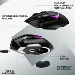 Logitech G 502 X Plus Trådlös gamingmus Svart