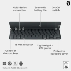 Logitech Keys-To-Go 2 Portabelt Bluetooth-tangentbord