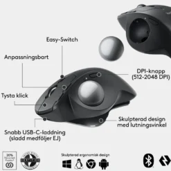 Logitech MX Ergo S Ergonomisk mus med styrkula