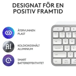 Logitech MX Keys S Trådlöst tangentbord Pale Grey