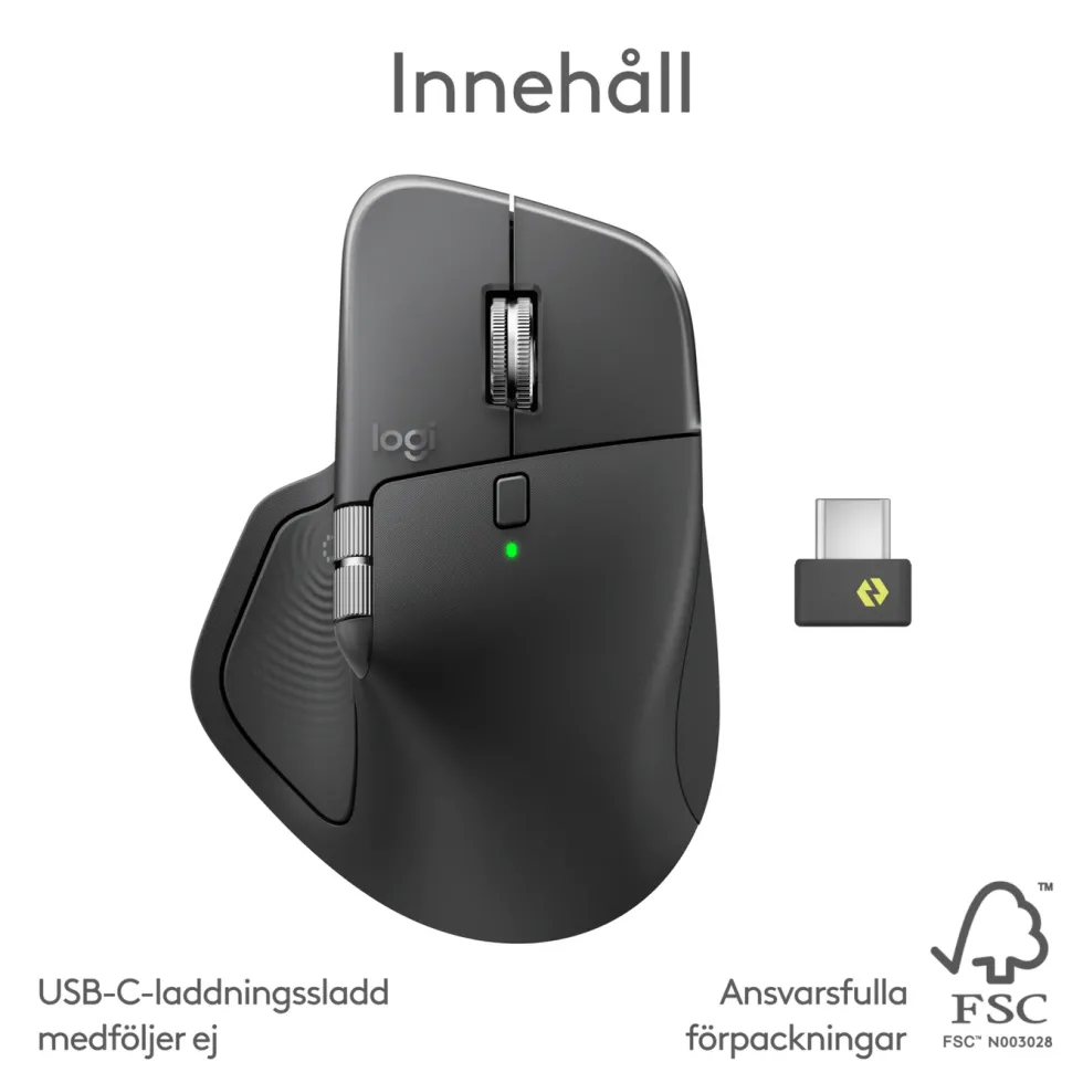 Logitech MX Master 4 Trådlös ergonomisk datormus Graphite