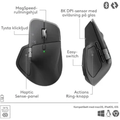 Logitech MX Master 4 Trådlös ergonomisk datormus Graphite