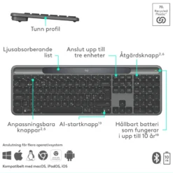 Logitech Signature Slim Solar+ Trådlöst tangentbord