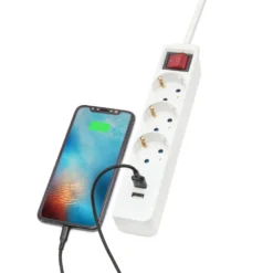 Luxorparts Grenuttag med USB-portar 3 uttag