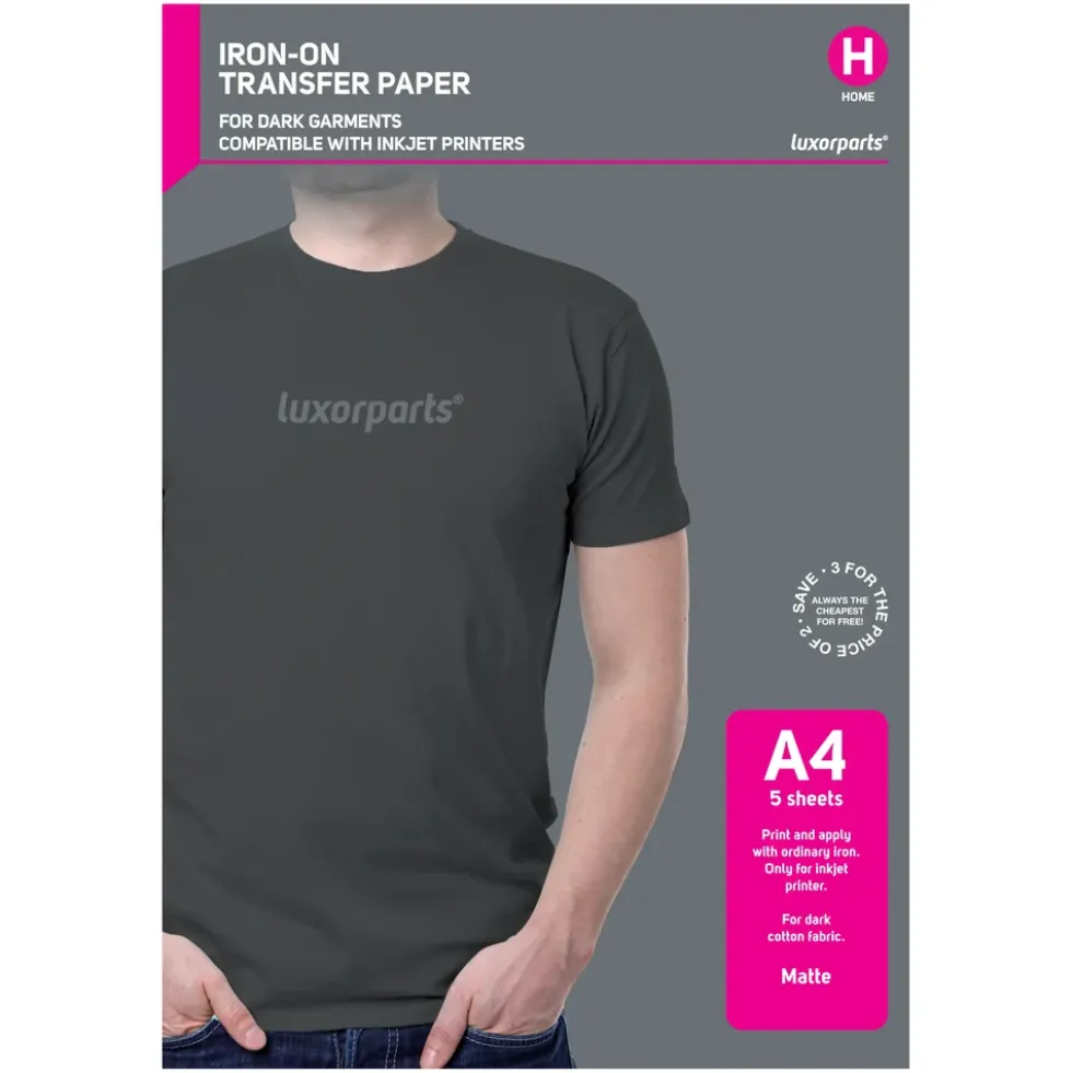 Luxorparts Textiltransfer för mörka plagg A4 5-pack