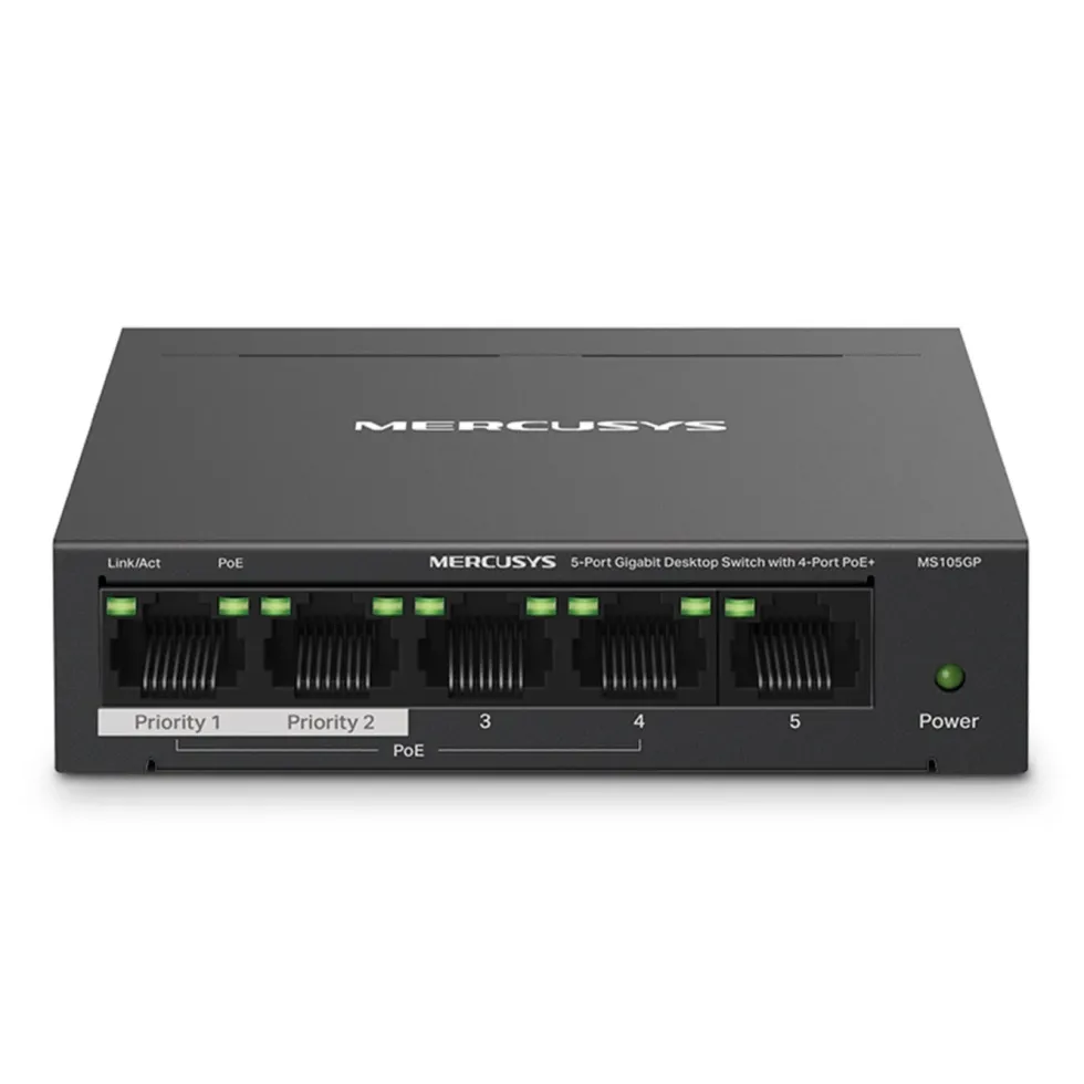 Mercusys MS105GP 5-portars gigabitswitch med POE+