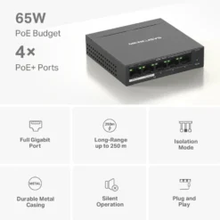 Mercusys MS105GP 5-portars gigabitswitch med POE+