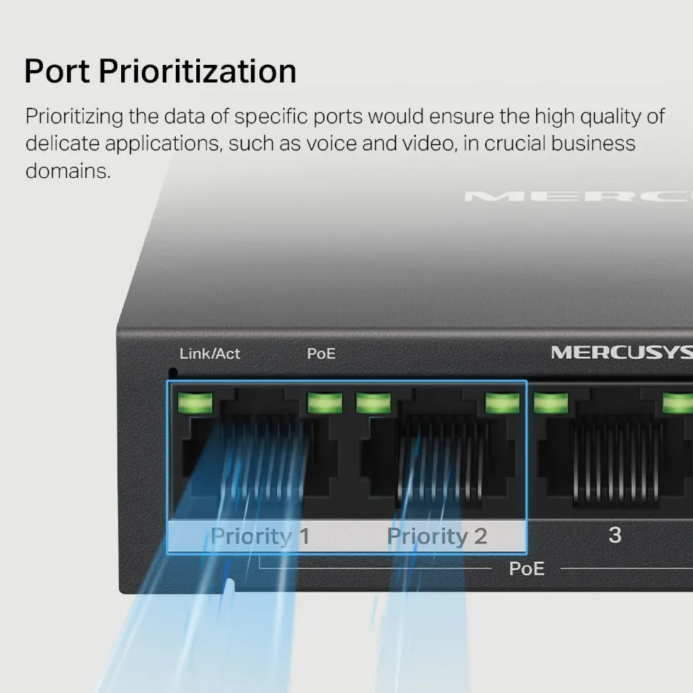 Mercusys MS105GP 5-portars gigabitswitch med POE+
