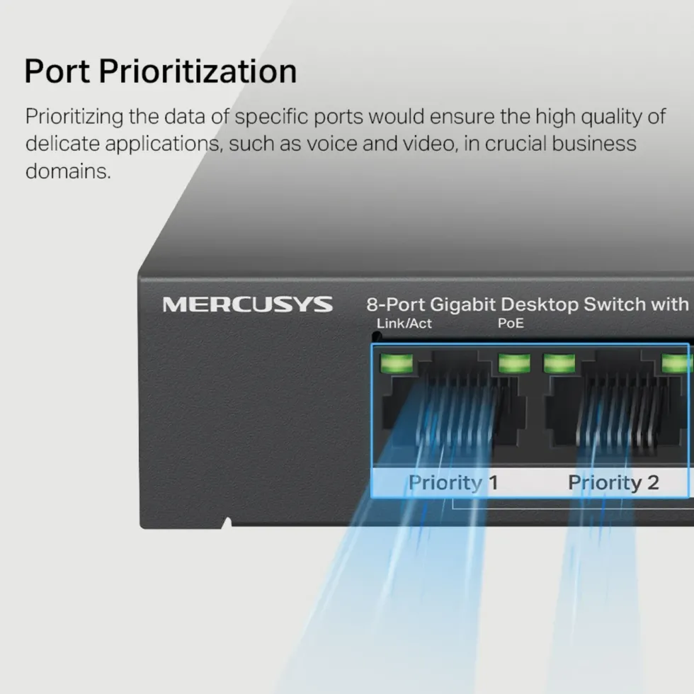Mercusys MS108GP 8-portars gigabitswitch med POE+