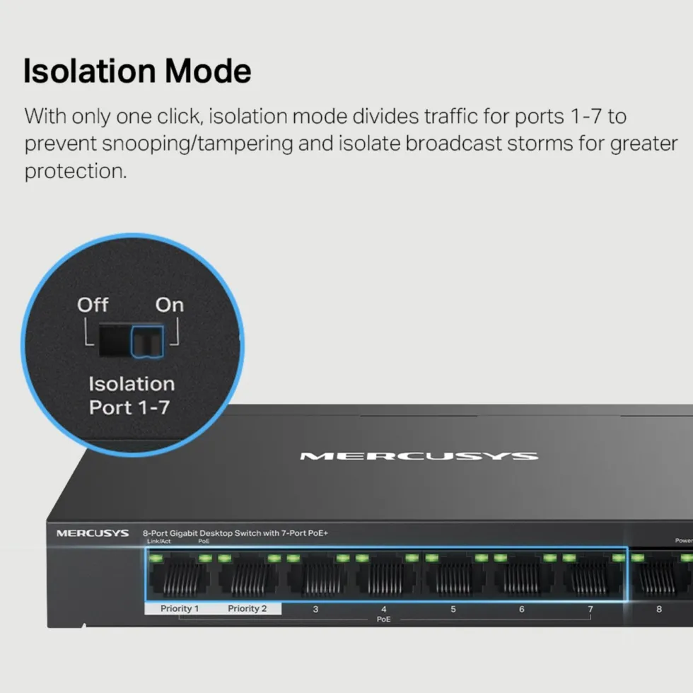 Mercusys MS108GP 8-portars gigabitswitch med POE+