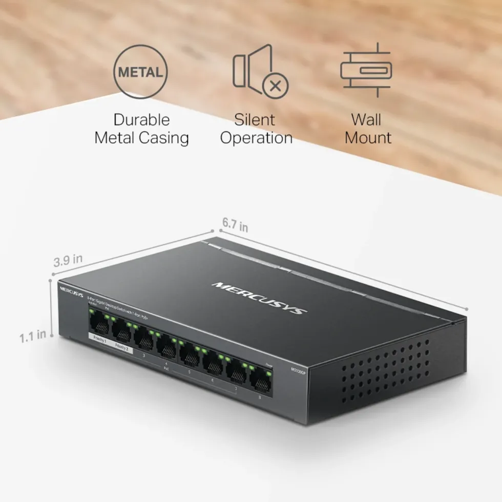 Mercusys MS108GP 8-portars gigabitswitch med POE+