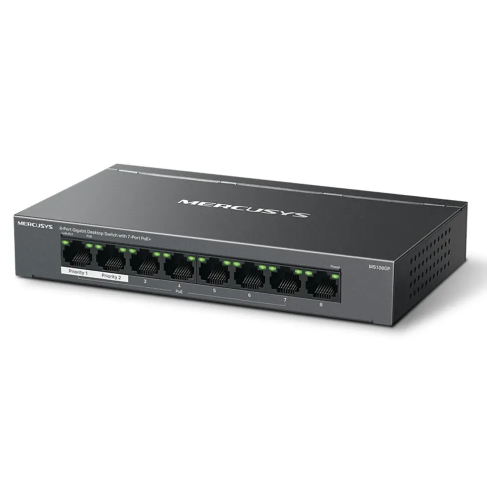 Mercusys MS108GP 8-portars gigabitswitch med POE+