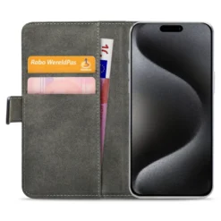 Mobilize Classic Gelly Wallet Book Case – Mobilskal för iPhone 15 Pro Max Svart
