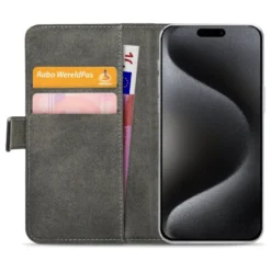 Mobilize Classic Gelly Wallet Book Case – Mobilskal för iPhone 15 Pro Svart