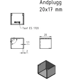 Ändplugg för kabelkanal 20x17 mm