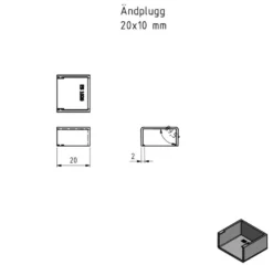 Ändplugg för kabelkanal 20x10 mm